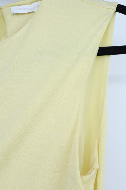 JONATHAN SIMKHAI Yellow Safiya Top Chamomile One Shoulder Draped Knit Women's S