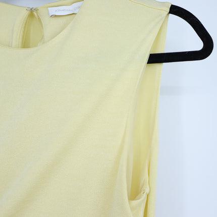 JONATHAN SIMKHAI Yellow Safiya Top Chamomile One Shoulder Draped Knit Women's S