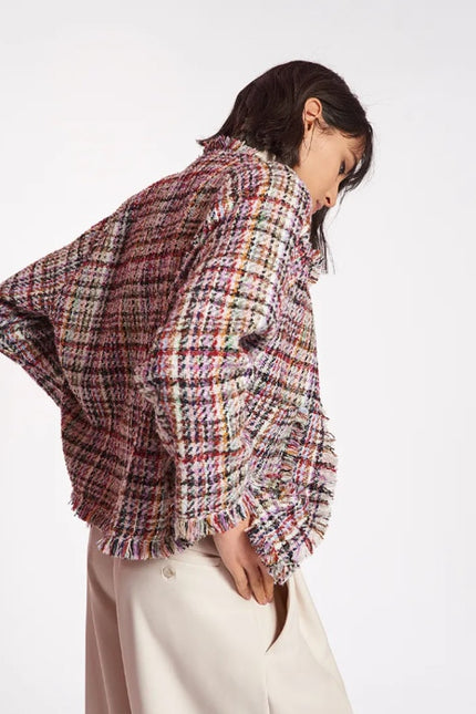 ESSENTIEL ANTWERP Colorful Tweed Cardigan Off-White Red Black Women's 32/US 2