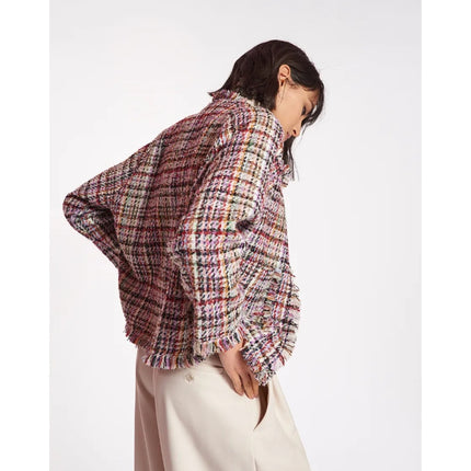 ESSENTIEL ANTWERP Colorful Tweed Cardigan Off-White Red Black Women's 32/US 2