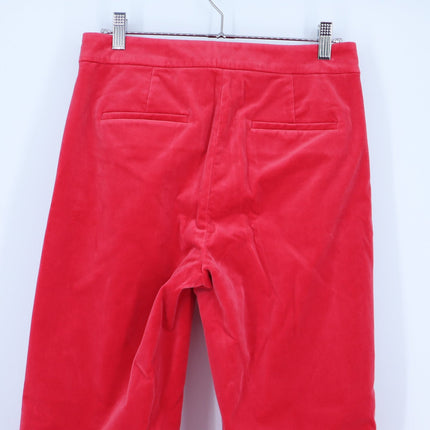 J. Crew Kate Stretch Velvet Pants Festival Red Straight Leg Zip Fly Women's 2