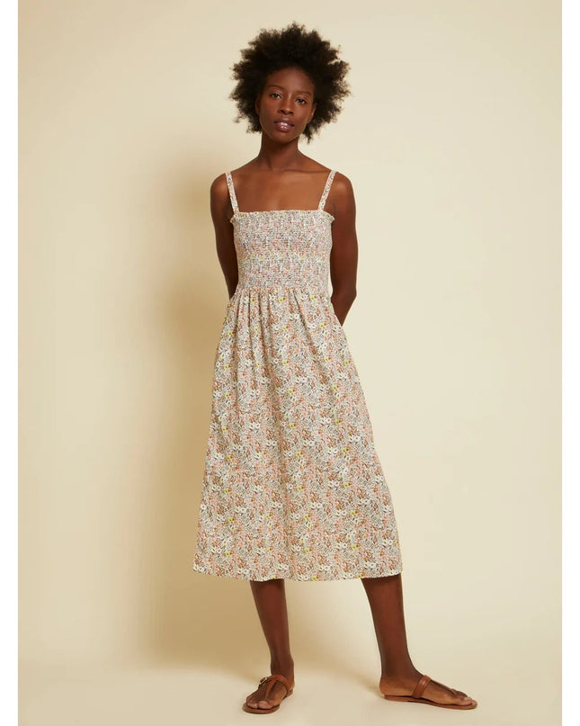 Nation Ltd Embry Midi Dress Dear Abby Floral Smocked Strappy Sleeve Women's XS