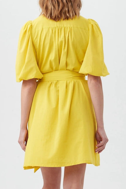 TRINA TURK NWT Malina Mini Dress Sunshine State Yellow Half Sleeve Women's M