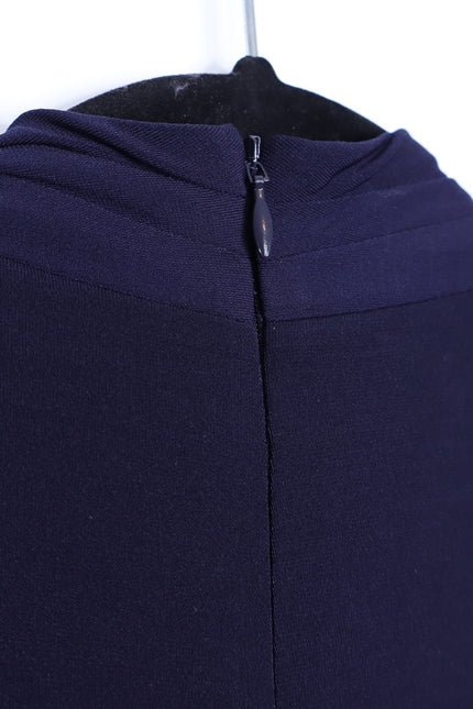THE FOLD Wrap Belted Midi Dress Navy Blue Long Sleeve Women's 8