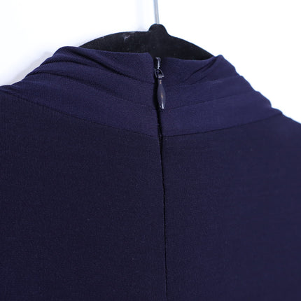 THE FOLD Wrap Belted Midi Dress Navy Blue Long Sleeve Women's 8