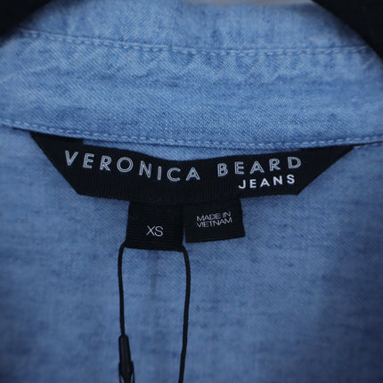 Veronica Beard Porta Shirt Blue Lakeshore NWT Snap Front Half Sleeve Women's XS