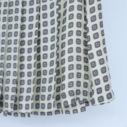 J. Crew Pleated Prep Skirt Ivory Foulard Print NWT Belted Satin Women's 00