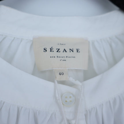 SEZANE Nerissa Button Up Shirt Ecru White Oragnic Cotton Poplin Women's 40/US 8