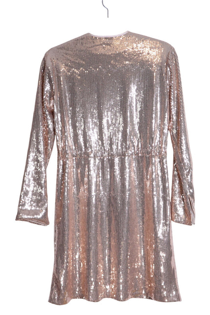 EMERSON FRY NWT Sequin Keyhole Dress Blush Long Sleeve Lined Women's XS