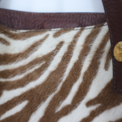 PRADA Spectrum Zebra Print Crossbody Bag Dyed Calf Fur Convertible Luxury Purse