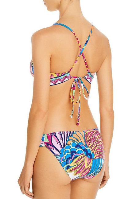 TRINA TURK Paradise Plume 2pc Bralette Top and Shirred Hipster Bikini Women's S