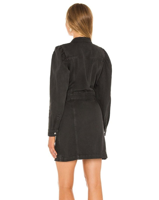 Rails Carbon Lisette Dress Black Mini Denim Button Front Long Sleeve Women's S
