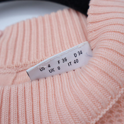 Akris Punto Cutout Neck Wool Knit Sweater Light Peach Short Sleeve Women's 4