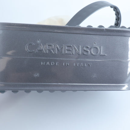 Carmen Sol Toni Mid Crossbody Bag Gunmetal NWT Metallic Studded Jelly Purse