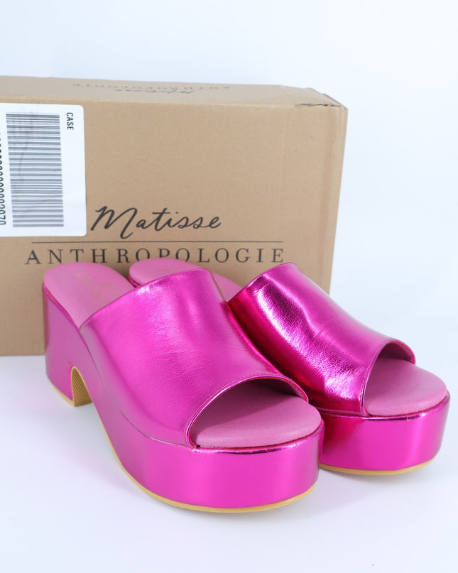 Matisse Terry Platform Heeled Sandals Pink Metallic NIB Slip On Women's 10M