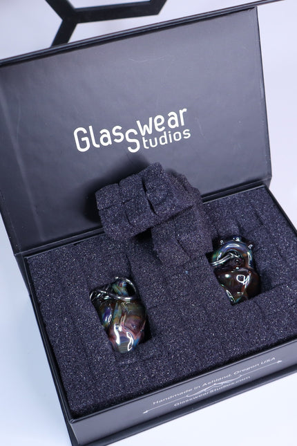 GLASSWEAR STUDIOS Handmade Anatomical Heart Weights Oil Slick 10g/2.5mm Hangers