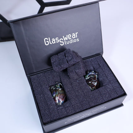 GLASSWEAR STUDIOS Handmade Anatomical Heart Weights Oil Slick 10g/2.5mm Hangers