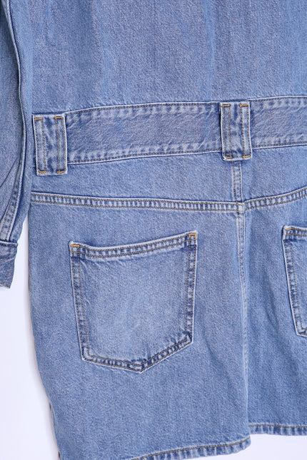 GANNI Washed Denim Long Sleeve Mini Dress Indigo Long Sleeve Women's 36/ US 4