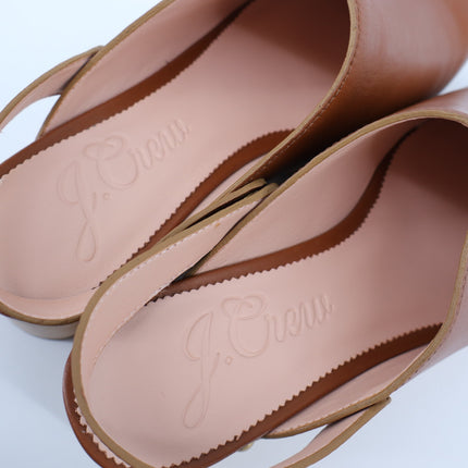 J. Crew Convertible Leather Clogs Brown Studded Wood Sole Slingback Women's 9