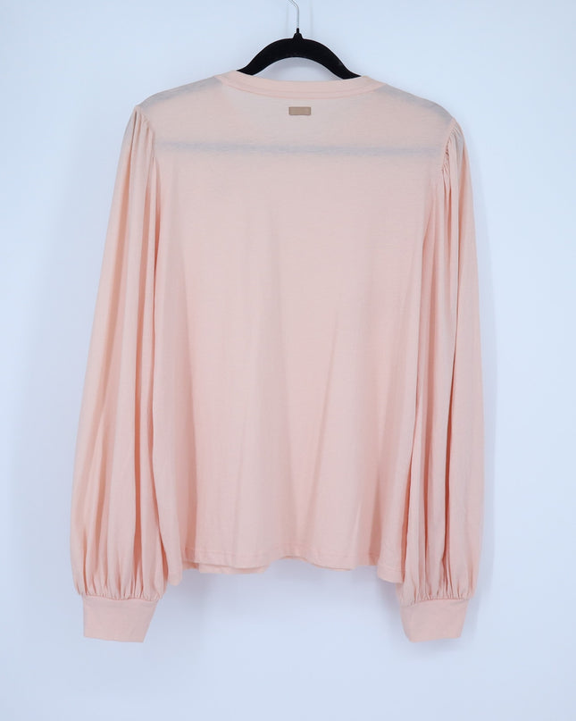 Lunya Long Sleeve Top Peach NWT Organic Pima Puff Sleeve T-Shirt Women's M
