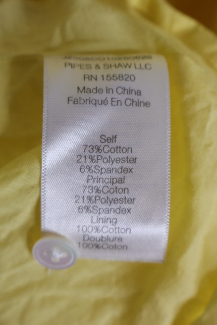 VERONICA BEARD Yellow Harrow Tiered Seersucker Mini Shirt Dress Women's M