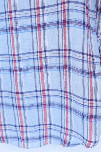 FRANK & EILEEN Mary Shirtdress Blue Red Madras Plaid Long Sleeve Women's S