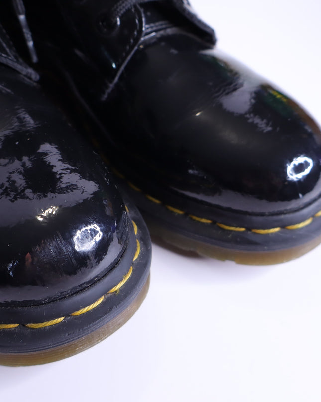 DR. MARTENS 1460 Patent Leather Combat Boots Black Lace Up Women's 7