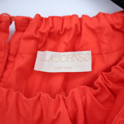 ULLA JOHNSON Elora Popover Blouse Coral Poplin Ruffle Sleeve Women's 2