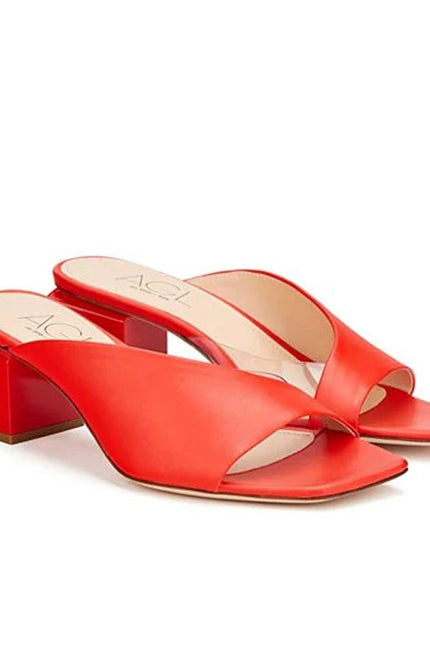AGL Angie Leather Slide Red Heeled Sandals Art To Wear Women's 38/US 8