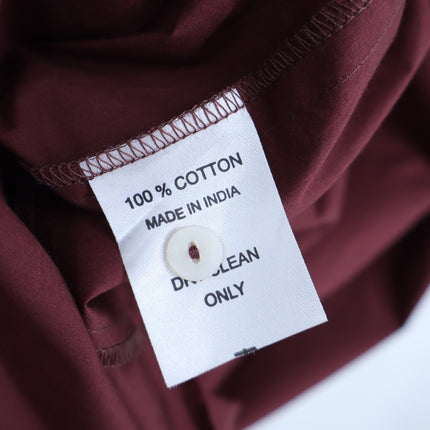 Mille Stella Shirt Dress Burgundy Midi Button Front Long Sleeve Women's XXS