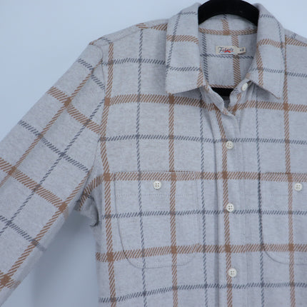 Faherty Legend Sweater Shirt Open Tundra Grey Windowpane Button Down Women's M