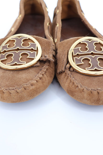 TORY BURCH Alexandra Suede Moccasin Loafers Brown Slip On Women's 6.5