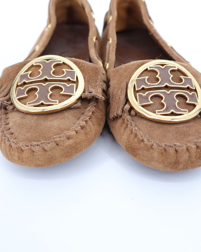 TORY BURCH Alexandra Suede Moccasin Loafers Brown Slip On Women's 6.5