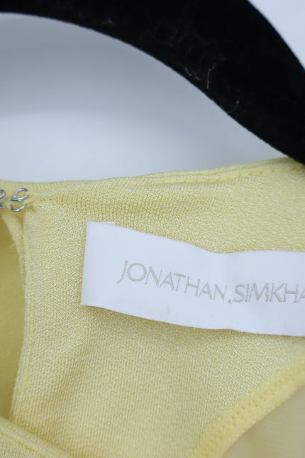JONATHAN SIMKHAI Yellow Safiya Top Chamomile One Shoulder Draped Knit Women's S