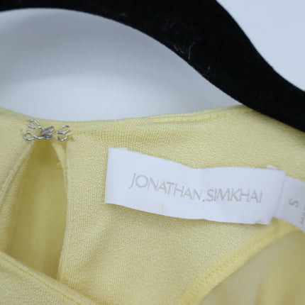 JONATHAN SIMKHAI Yellow Safiya Top Chamomile One Shoulder Draped Knit Women's S