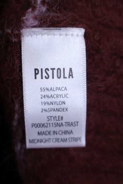 PISTOLA Ivy Pullover Sweater Terra Stripe Maroon Oversized Long Sleeve Women's S