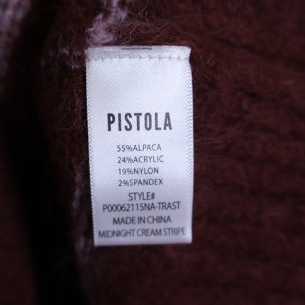 PISTOLA Ivy Pullover Sweater Terra Stripe Maroon Oversized Long Sleeve Women's S