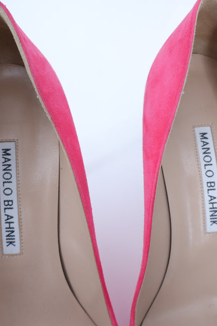 MANOLO BLAHNIK BB Suede Pumps Pink 95 Pointed Toe High Heel Luxury Women's 38