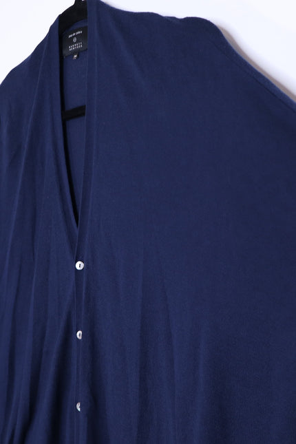 PAS DE CALAIS Cotton Linen Cardigan Navy Blue Long Sleeves Women's 38/US 4-6