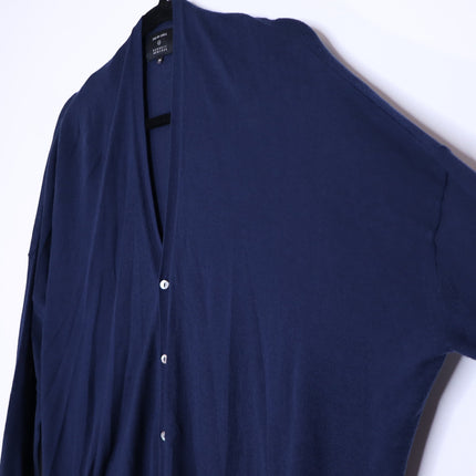 PAS DE CALAIS Cotton Linen Cardigan Navy Blue Long Sleeves Women's 38/US 4-6