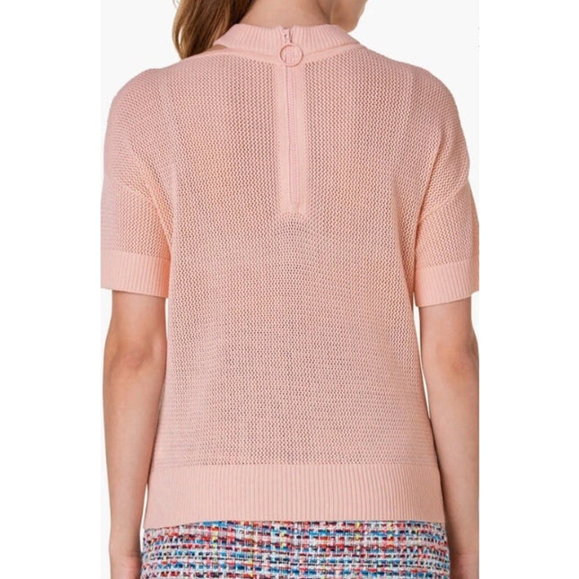 Akris Punto Cutout Neck Wool Knit Sweater Light Peach Short Sleeve Women's 4