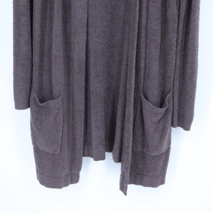 Barefoot Dreams CozyChic Lite Hooded Cardigan Brown Open Longline Women's XS/S