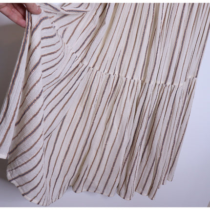 ULLA JOHNSON Lilliana Dress Cream Ruffled Sleeve Maxi Tiered Skirt Women's 2