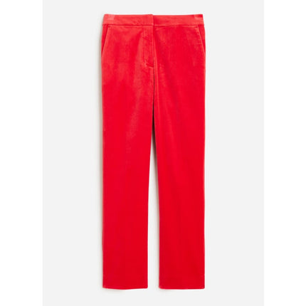 J. Crew Kate Stretch Velvet Pants Festival Red Straight Leg Zip Fly Women's 2