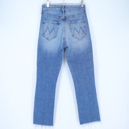 Mother Pixie Dazzler Ankle Fray Jeans Blue Popism Mid Rise Button Fly Women's 24