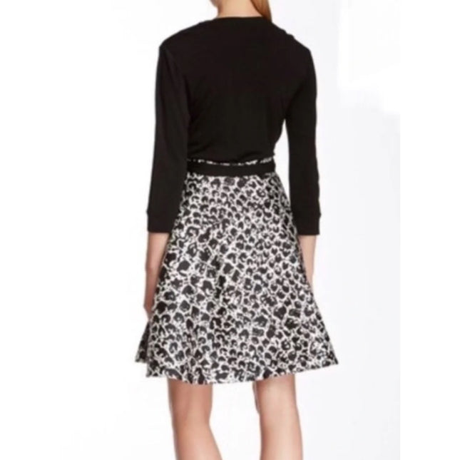 Diane Von Furstenberg Amelia Wrap Dress Black White Knee Length Women's 6