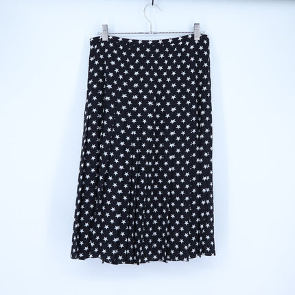 Michael Kors Star Crepe de Chine Skirt Black and White Pleated Silk Women's 8