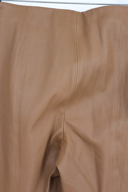 VINCE Leather Pants Camel Tan Flat Front Lamb Pelt Mid Rise Bootcut Women's M