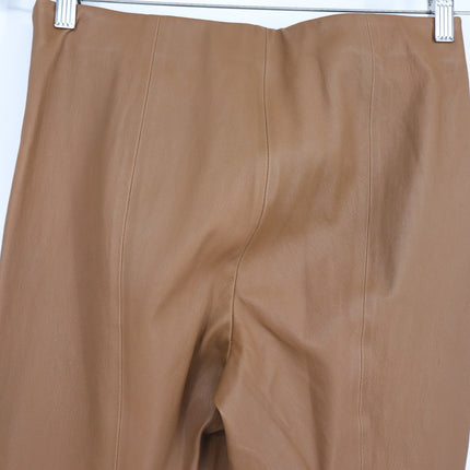 VINCE Leather Pants Camel Tan Flat Front Lamb Pelt Mid Rise Bootcut Women's M