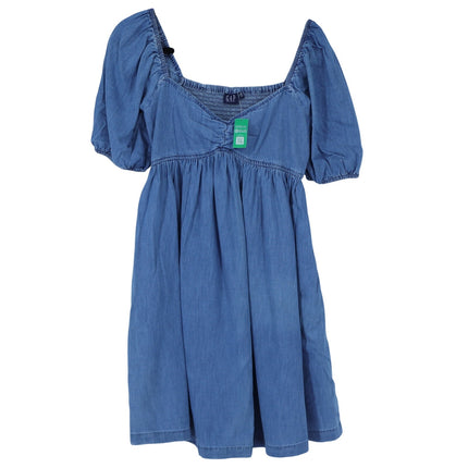 Gap Puff Sleeve Denim Mini Dress Washwell Blue NWT Chambray Women's XSP